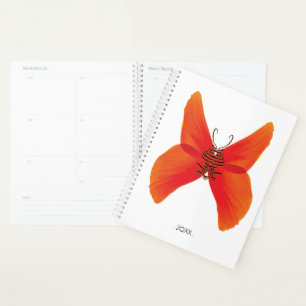 Agenda Mariposa de amapola roja naranja con su nombre