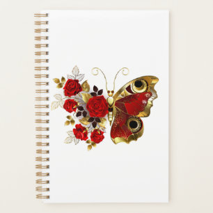Agenda Mariposa de flor roja con rosas rojas