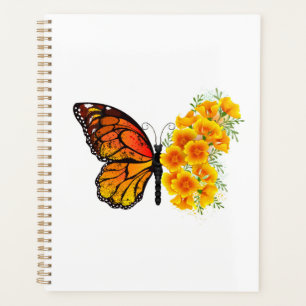 Agenda Mariposa de flores con amapola amarilla de Califor
