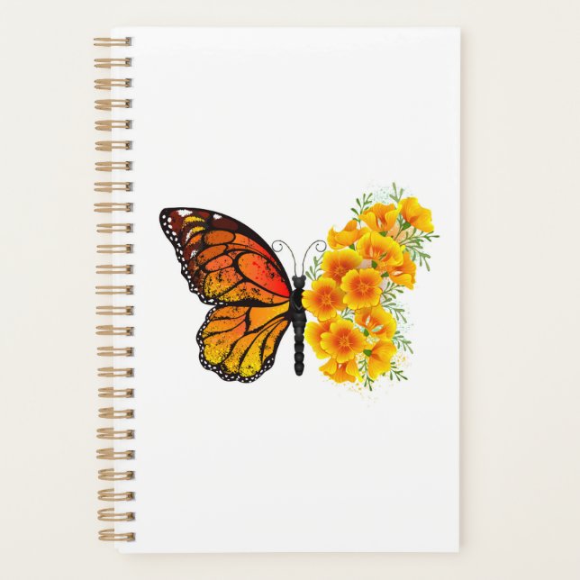 Agenda Mariposa de flores con amapola amarilla de Califor (Anverso)