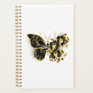 Agenda Mariposa de flores de oro con orquídea negra