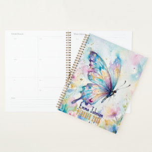 Agenda Mariposa floral acuarela colorida