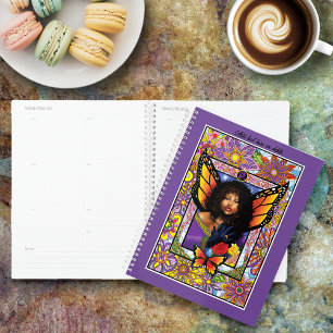 Agenda Mariposa Monarca Hada Flor Púrpura