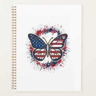 Agenda Mariposa Patriótica Grabado Vintage Vector Desig