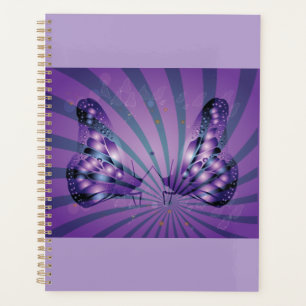 Agenda Mariposa púrpura abstracta con alas radiantes