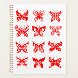 Agenda Mariposa Tribal Roja Ornamental