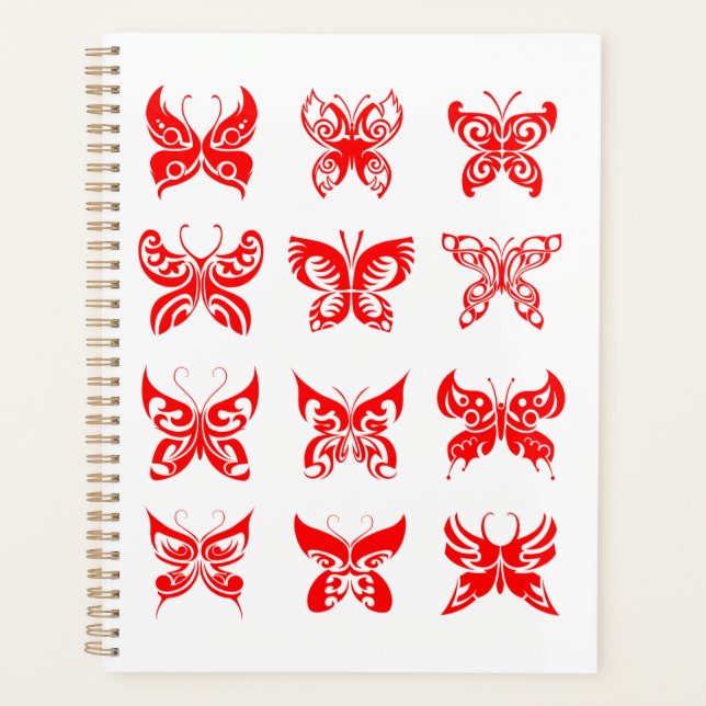 Agenda Mariposa Tribal Roja Ornamental (Anverso)