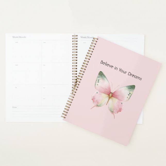 Agenda Mariposa Verde Rosa Blanca Menta (Demostración)