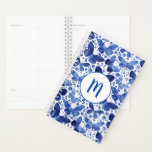 Agenda Mariposas acuarela Monograma Azul<br><div class="desc">Pintura de mariposa color azul y blanco índigo con un moderno monograma inicial que se puede cambiar para personalizar. Arte original de Nic Squirrell.</div>