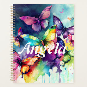 Agenda Mariposas acuarelas con fluidos arcoiris
