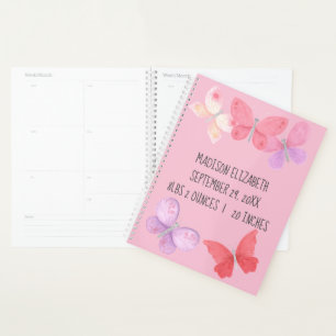 Agenda Mariposas amarillas púrpura rosadas Bebe Primer Añ