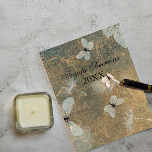 Agenda Mariposas Blancas Vintage Y Dandelions Voladores