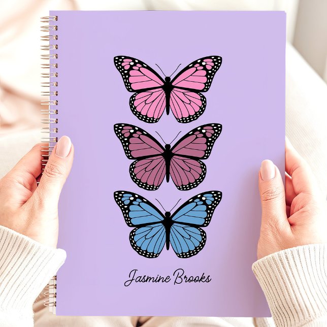 Agenda Mariposas de colores Nombre personalizado púrpura (Subido por el creador)