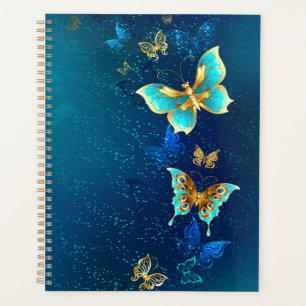 Agenda Mariposas doradas sobre fondo azul