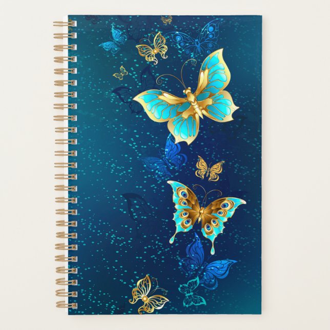 Agenda Mariposas doradas sobre fondo azul (Anverso)