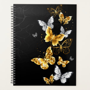 Agenda Mariposas doradas y blancas