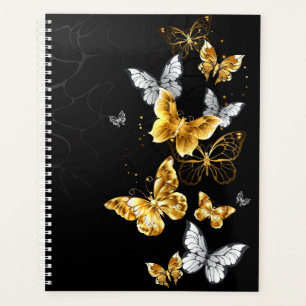 Agenda Mariposas doradas y blancas