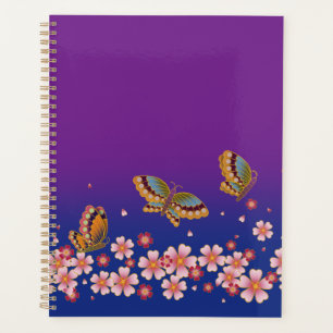 Agenda Mariposas japonesas en medio de sakura florecen en