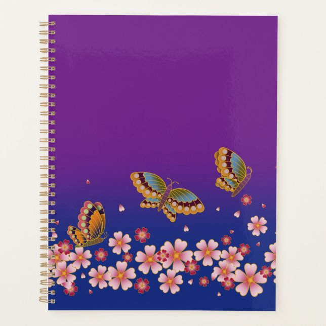 Agenda Mariposas japonesas en medio de sakura florecen en (Anverso)