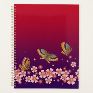 Agenda Mariposas japonesas en medio del Sakura florecen e