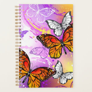Agenda Mariposas monarcas en fondo morado