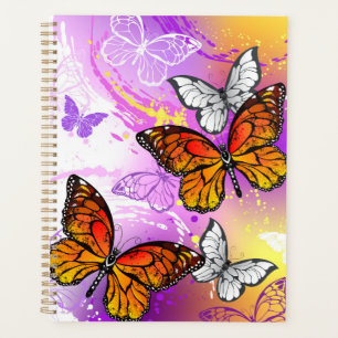 Agenda Mariposas monarcas en fondo morado
