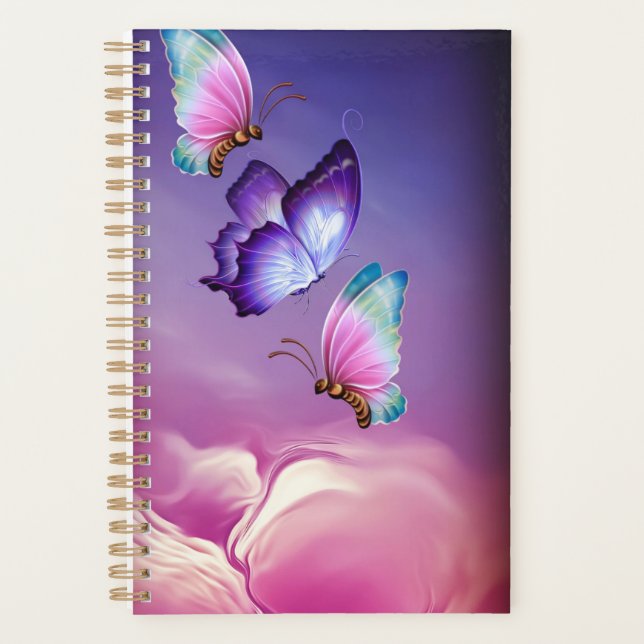 Agenda Mariposas rosadas y púrpuras pequeñas (Anverso)
