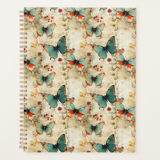 Agenda Mariposas y flores de época coloridas (3) (Anverso)