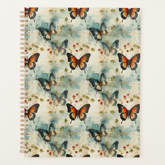 Agenda Mariposas y flores de época coloridas (7) (Anverso)