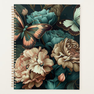 Agenda Mariposas y flores diseño clásico oscuro