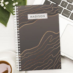 Agenda Mármol Abstracto Moderno de Cobre Marrón Personali