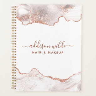 Agenda Mármol Blanco Chic Agata Rosa Dorado Brillante