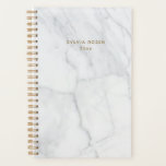 Agenda Mármol blanco gris moderno personalizado<br><div class="desc">Manténgase en forma sin esfuerzo con este sofisticado y moderno planner minimalista sin fecha, con un elegante diseño de mármol gris y blanco. El diseño, limpio y elegante, es perfecto para aquellos que aprecian una estética refinada y atemporal. Personalízalo con tu nombre para un toque único, y disfruta de la...</div>