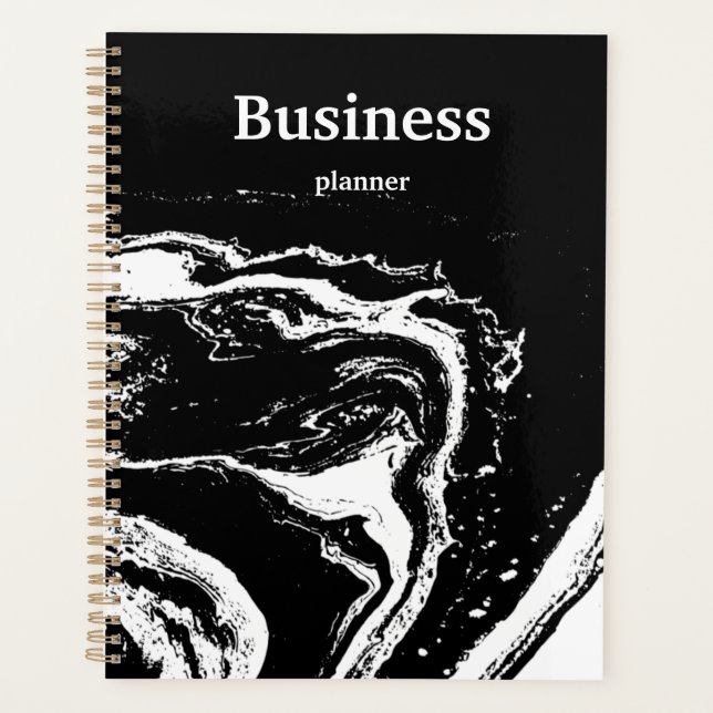 Agenda Mármol blanco negro moderno (Anverso)