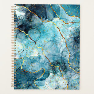 Agenda Mármol brillante azul y dorado