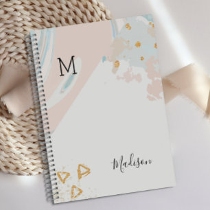 Agenda Mármol Coral Azul Monograma de Moda