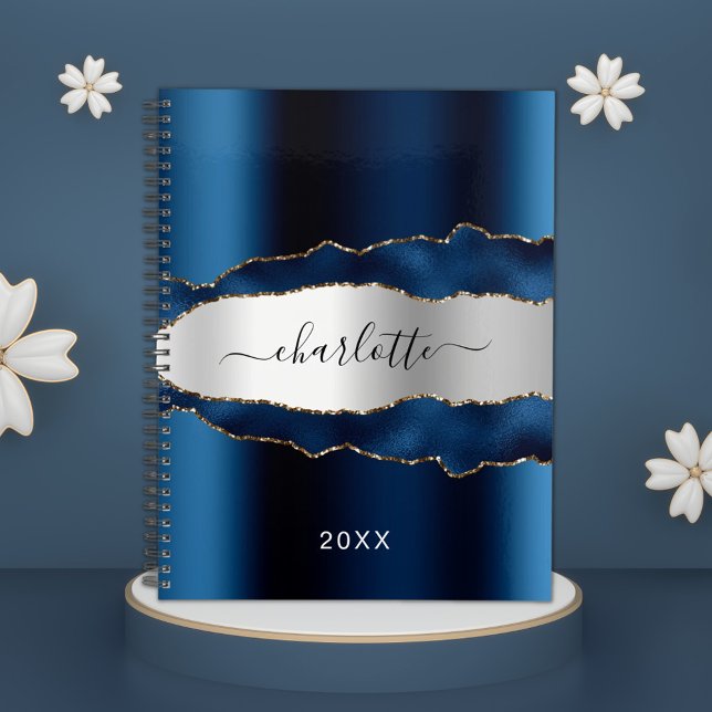 Agenda Marmol de ágata metalizado de plata azul marino 20 (Subido por el creador)