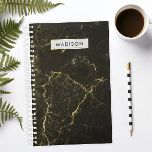 Agenda Mármol de Oro Negro Personalizado de Negocios