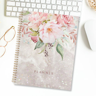 Agenda Mármol Floral de Peonía Rosa Elegante Moderno