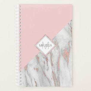 Agenda Mármol gris rosado de Relieve metalizado dorado R