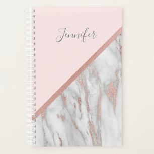 Agenda Mármol gris rosado de Relieve metalizado dorado R