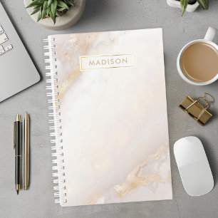 Agenda Mármol Melocotón y Dorado Nombre Personalizado Per