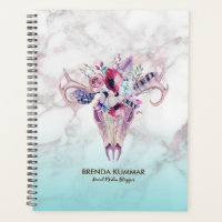 Mármol moderno Ombre & Floral Boho Skull