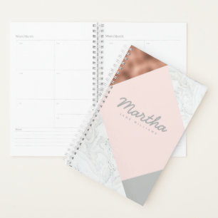 Agenda mármol, oro rosa, gris y rosa rubor