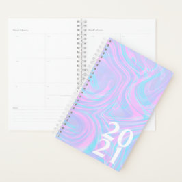 Agenda Mármol Rosa Abstracto 2021 Púrpura Teal Rosa