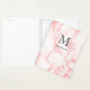 Agenda Mármol rosa falso monogramado