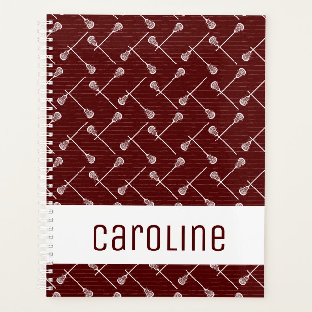 Agenda Maroon Lacrosse White Sticks Patterado (Anverso)