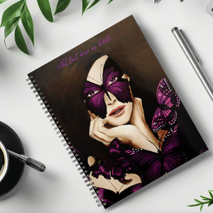 Agenda Máscara de Mariposa Morada Mujer Elegante Fantasía
