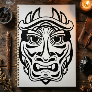 Agenda Máscara Oni Japonesa Arte de Línea Tribal Demonio