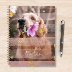 Agenda Mascota Dog Foto Cinta rosa Moda Purpurina dorada